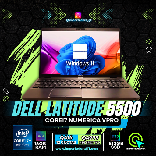 ✅Dell Latitude 5500 15.6"numérica i7-8va GEN,16GB RAM, 512GB SSD