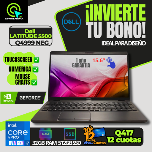 ✅Dell Latitude corei7, Numérica TOUCH, 32GB RAM,512GB SSD M2💯
