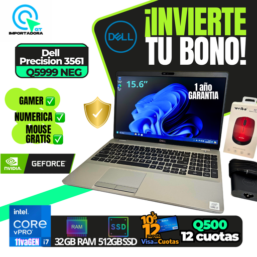 ✅Dell Precisión corei7 11VA GEN 3561 15.6" Gráficos Nvidia,32GB RAM RAM,512GB SSD 💪