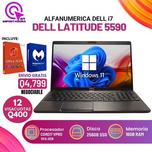 [LAP950GT] 💻 Dell COREI7 5590, Alfanumerica 15.6”😍 16GB RAM, 256GB disco SSD, POTENTE con W11⚡️