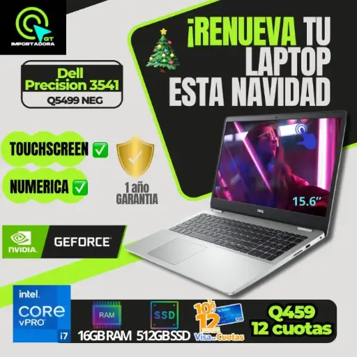 [LAP946GT] 💻 Dell Precisión 3541 corei7 Vpro Alfanumerica 15.6”😍 16GB RAM, 512GB disco SSD, POTENTE W11⚡️